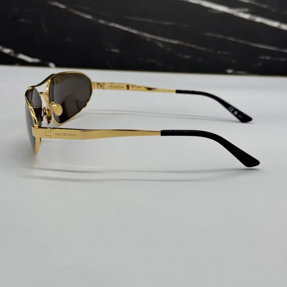 NEW BB0227S 001 BALENCIAGA DARK GOLD/GREY MEN BALENCIAGA SUNGLASSES - Picture 7 of 13